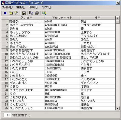 問題データの再生